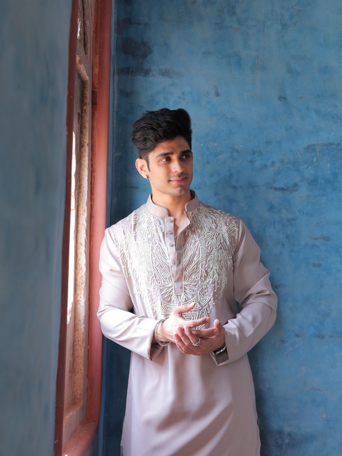 Mauve Embroidered Kurta