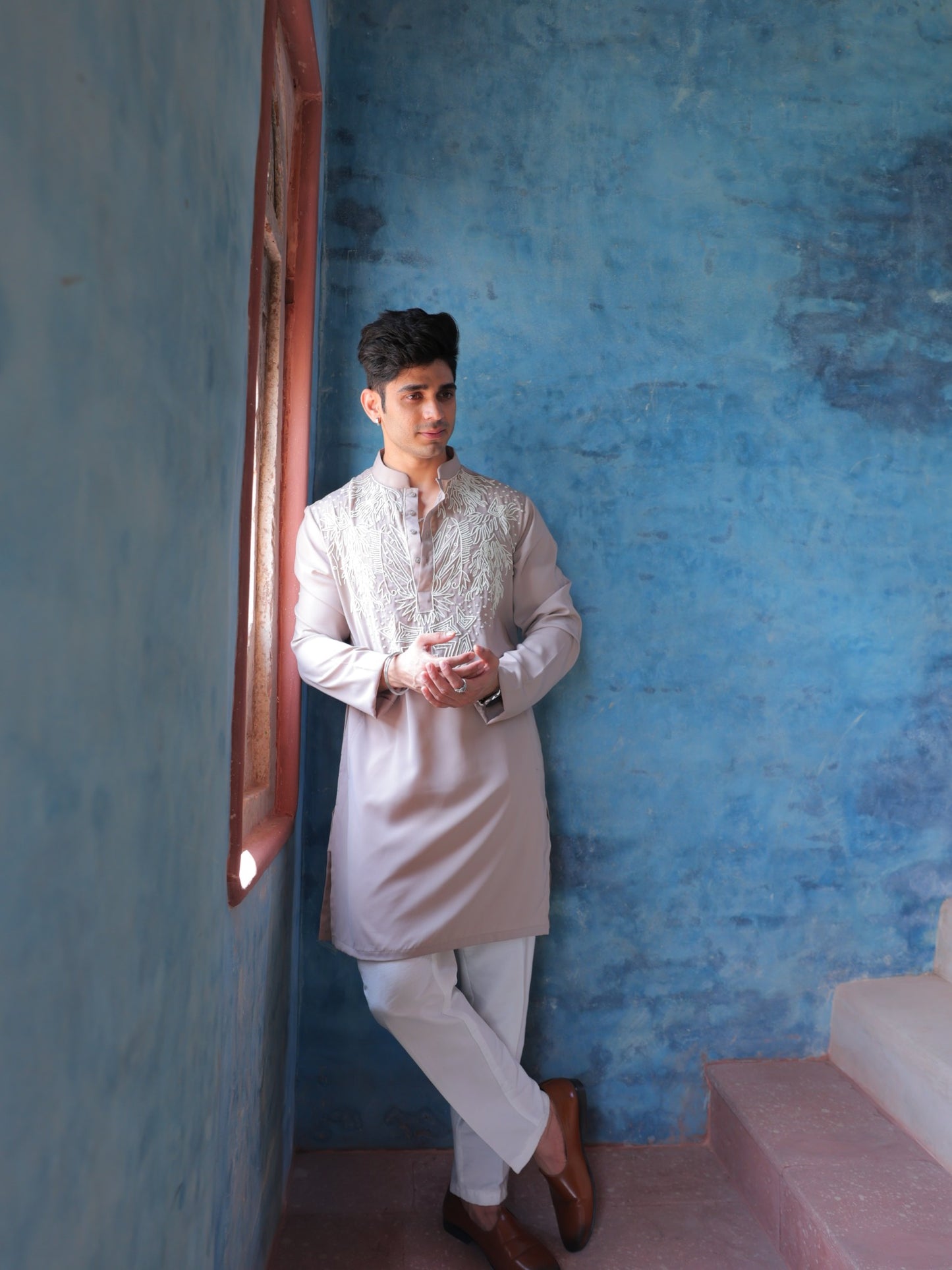 Mauve Embroidered Kurta