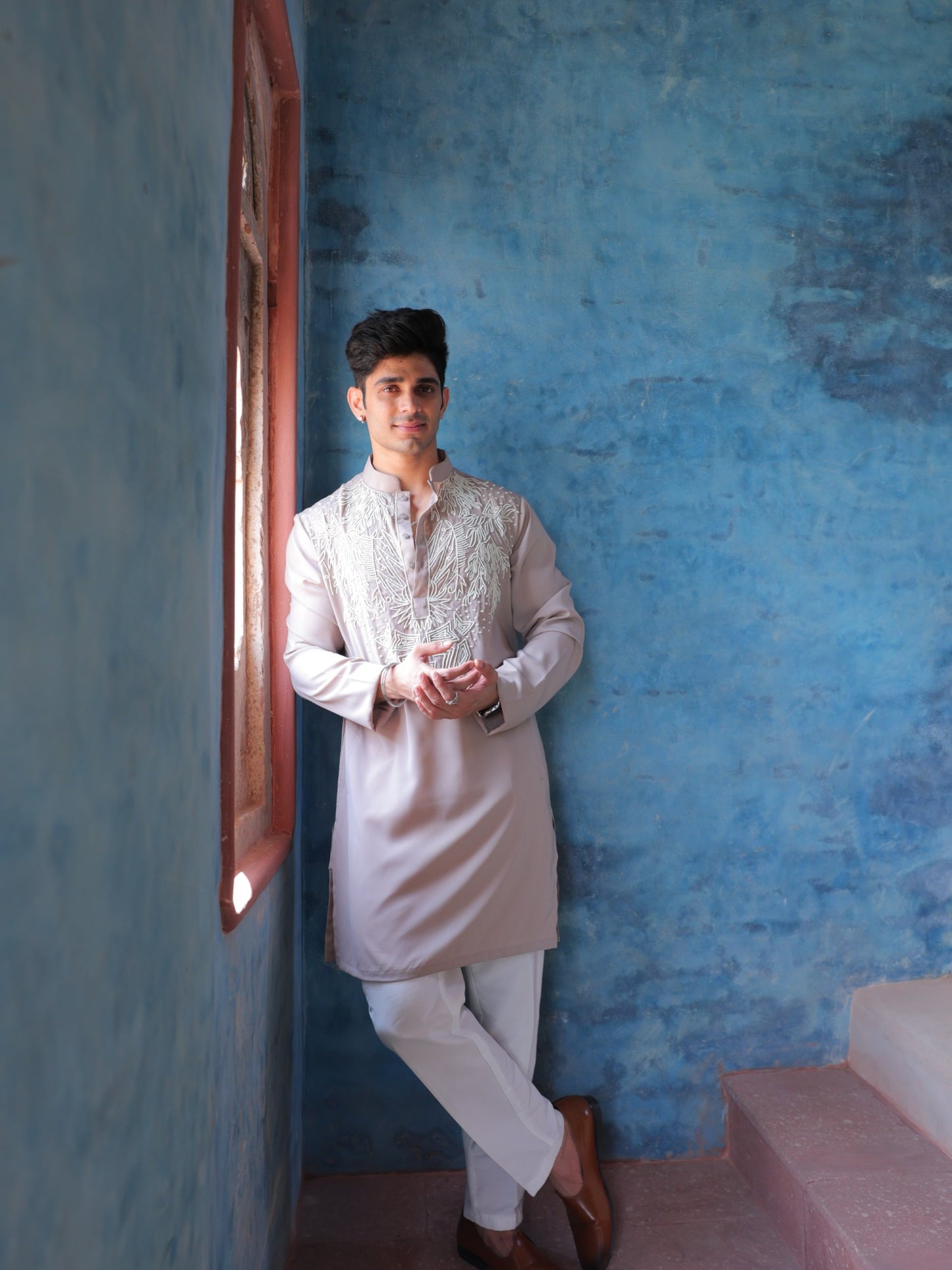 Mauve Embroidered Kurta