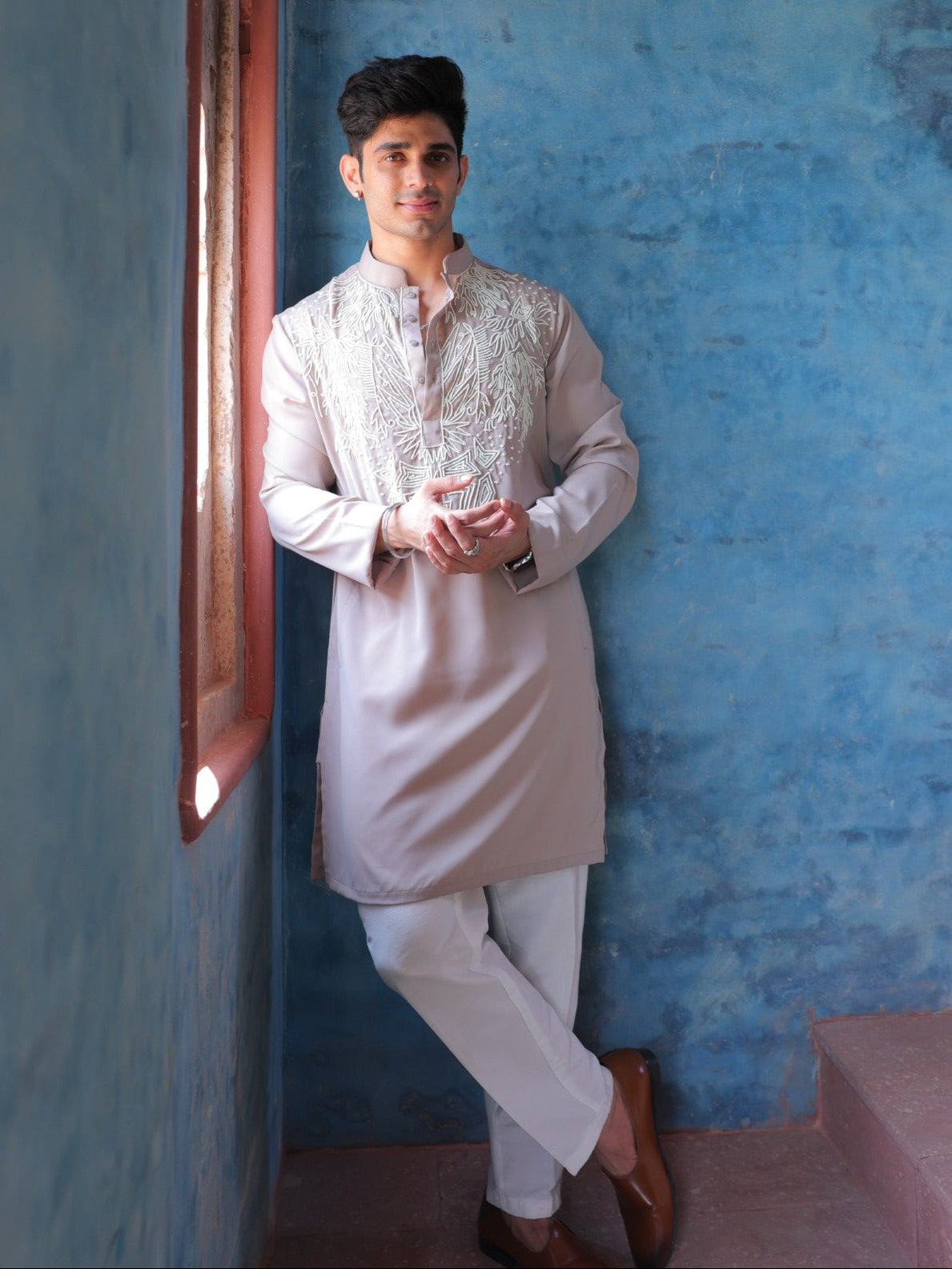 Mauve Embroidered Kurta