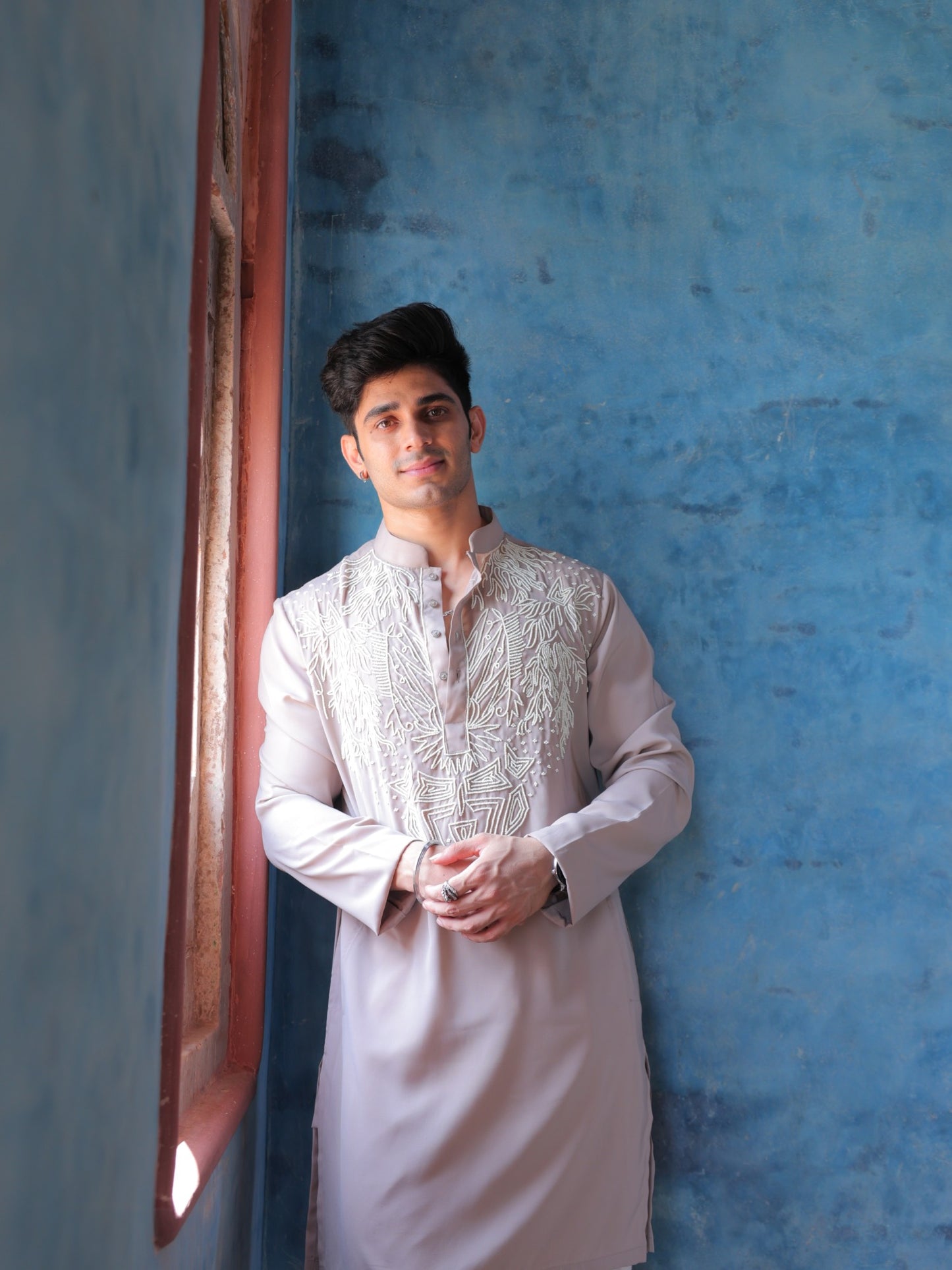 Mauve Embroidered Kurta