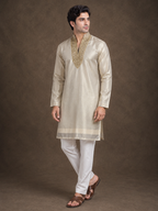 Light beige tissue Kurta
