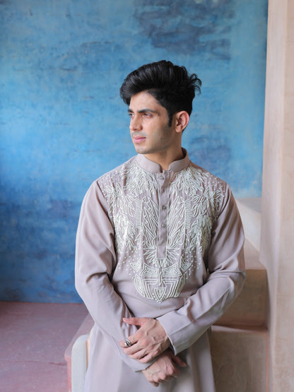 Mauve Embroidered Kurta