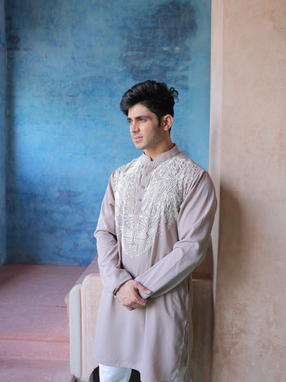 Mauve Embroidered Kurta