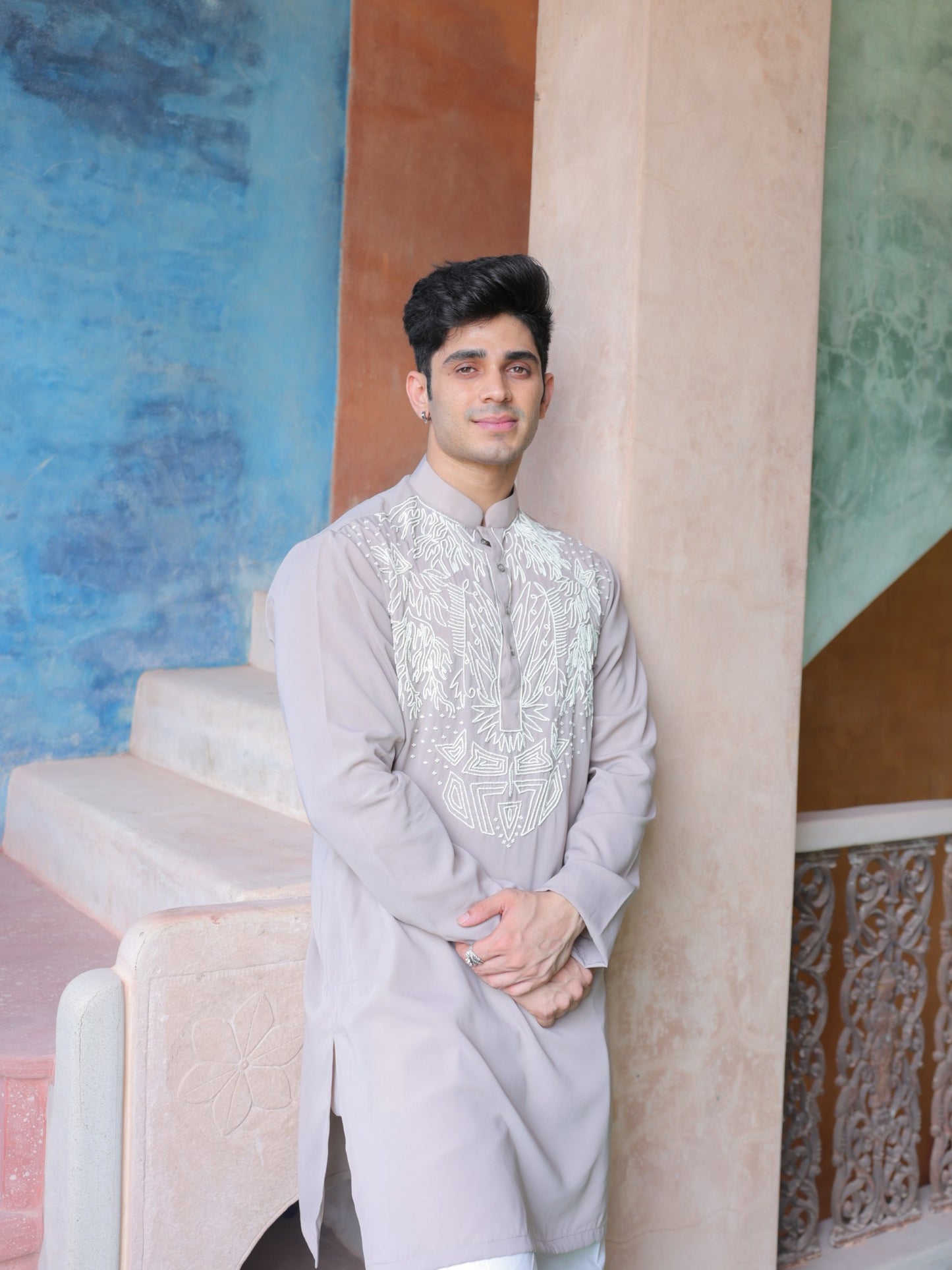 Mauve Embroidered Kurta