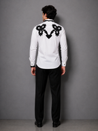 Black Embroidery White Shirt