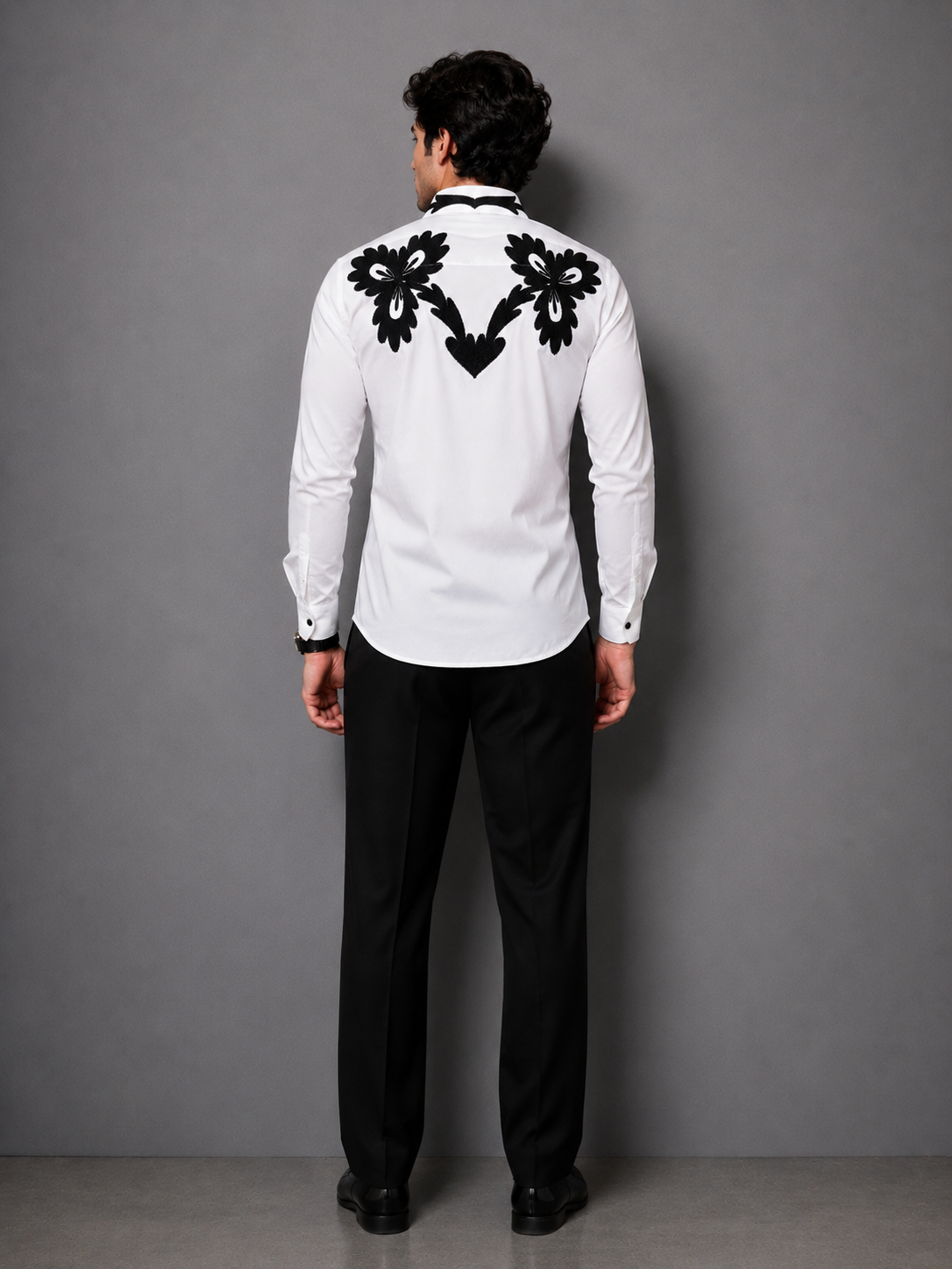 Black Embroidery White Shirt