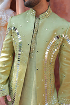 Mehfil Green Mirror Shrug Set