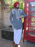 Jashn Grey Embroidered Kurta