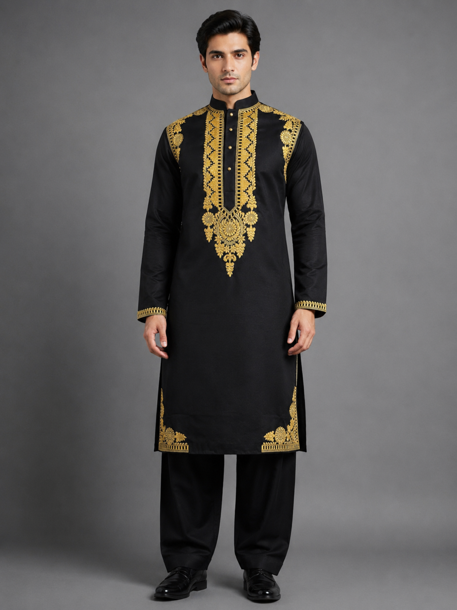 Royal Noir Handcrafted Kurta