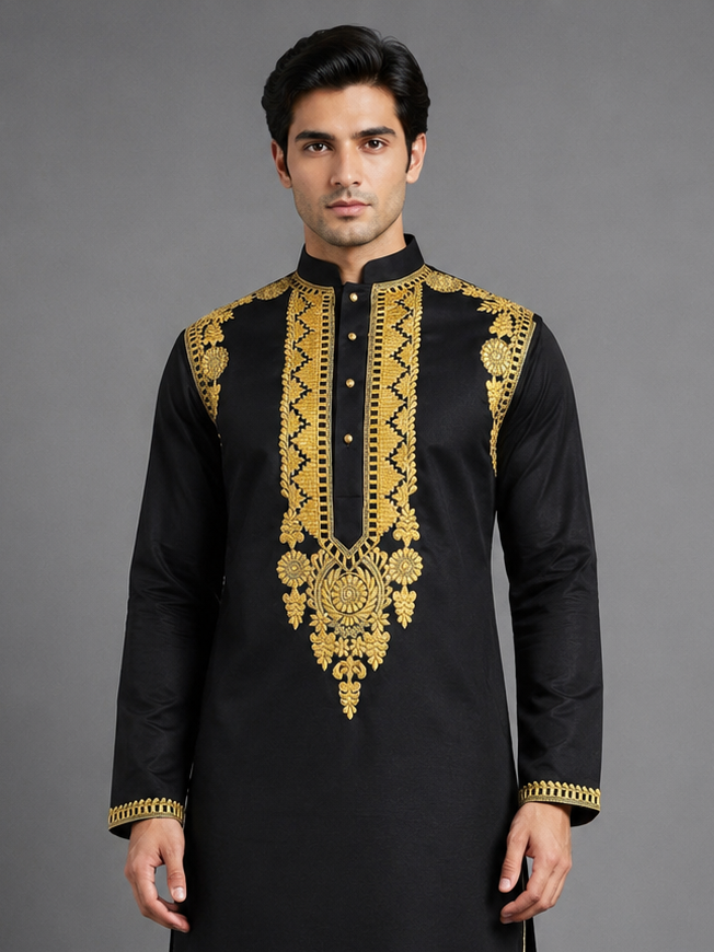 Royal Noir Handcrafted Kurta