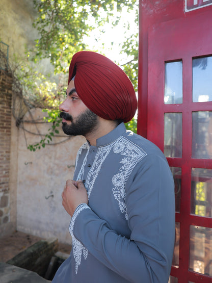 Jashn Grey Embroidered Kurta