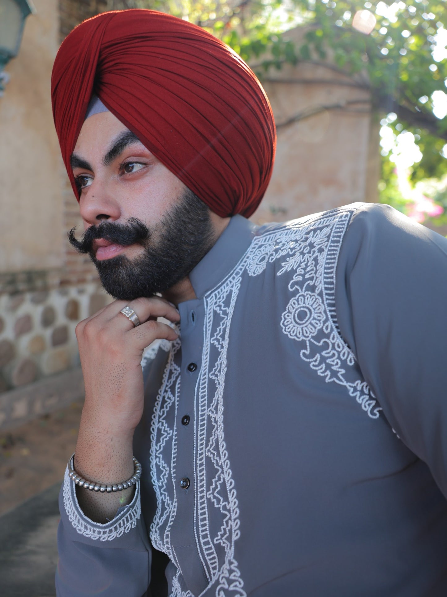Jashn Grey Embroidered Kurta