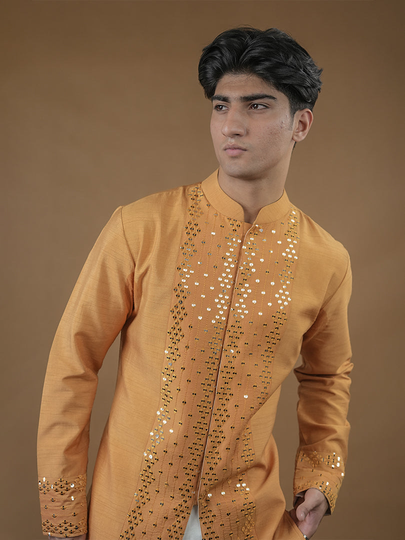 Mustard Yellow Sequins Kurta