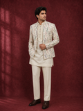 Pastel Vine Embroidered Shrug set