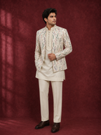 Pastel Vine Embroidered Shrug set