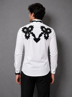 Black Embroidery White Shirt