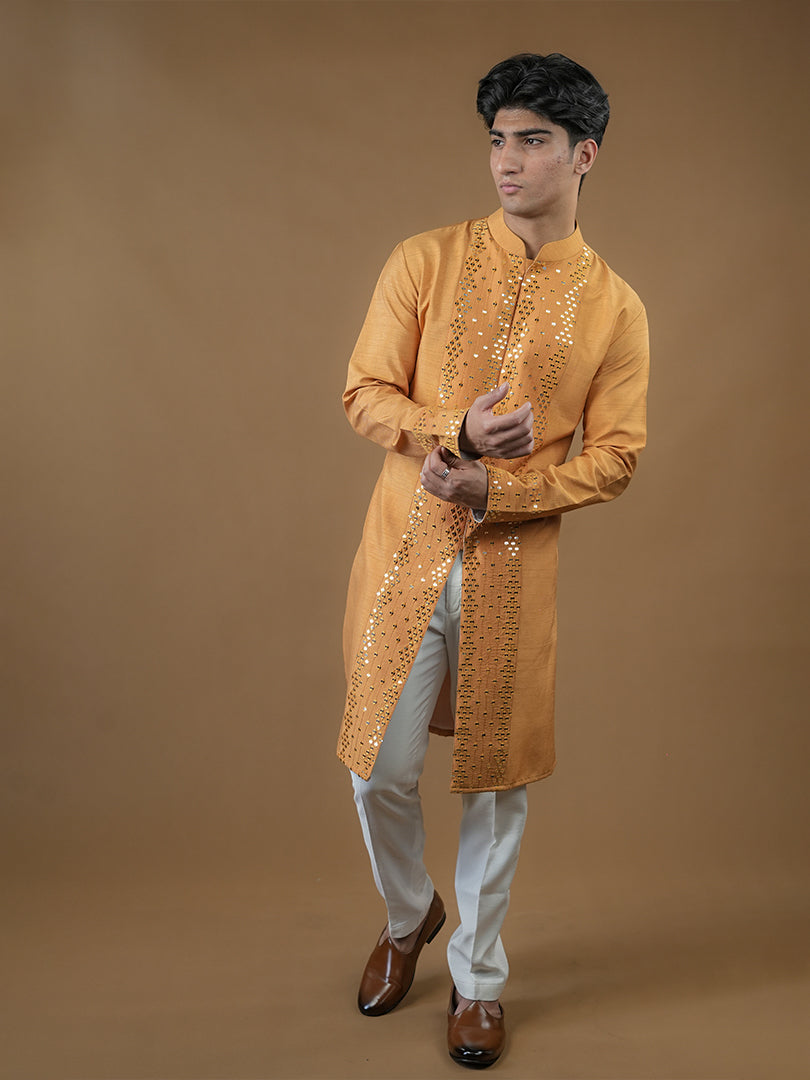 Mustard Yellow Sequins Kurta