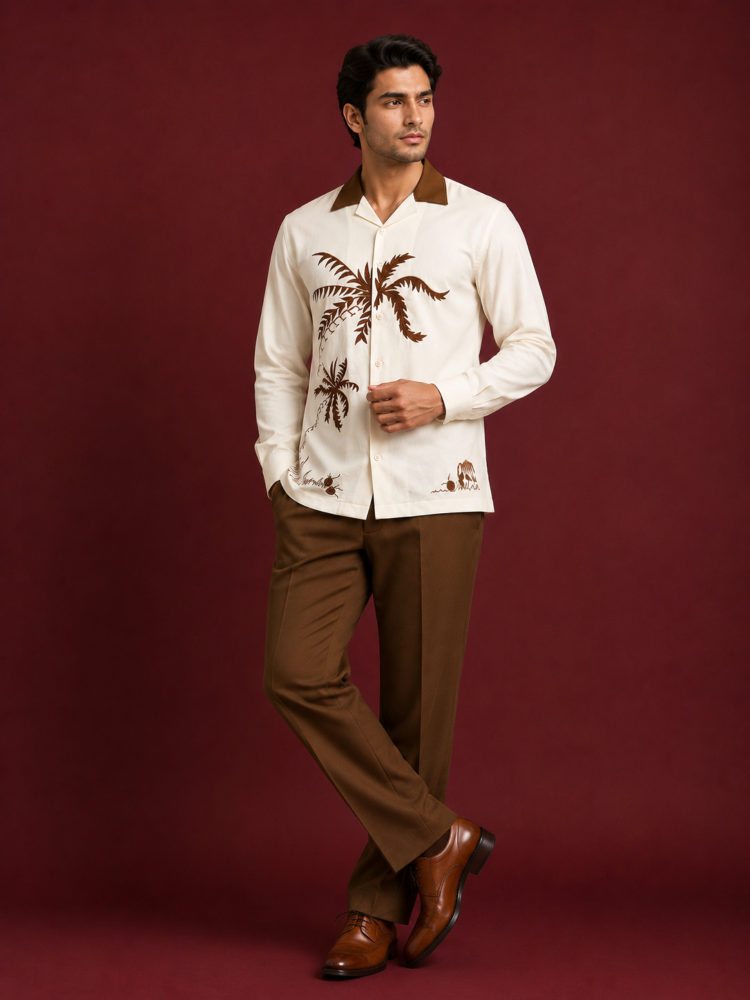 Palm Tree Embroidered Shirt