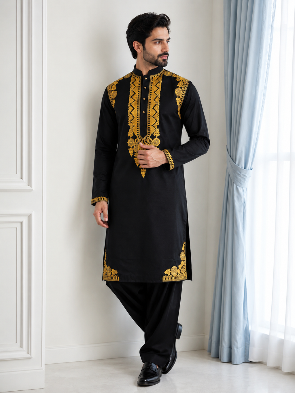 Royal Noir Handcrafted Kurta