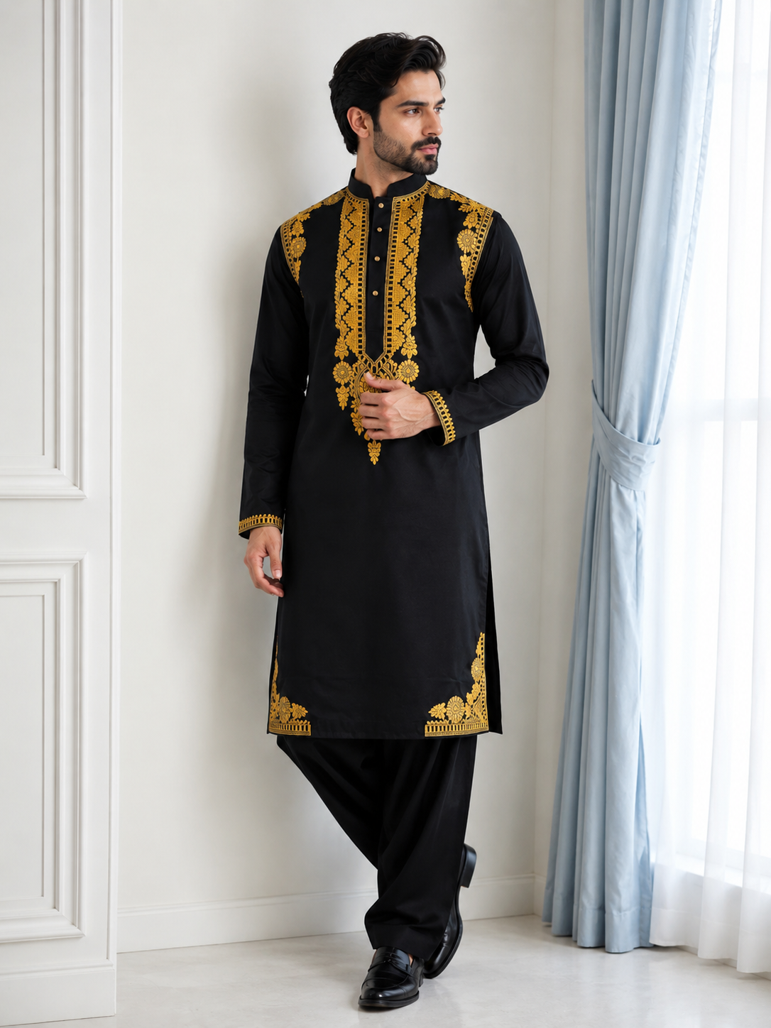 Royal Noir Handcrafted Kurta