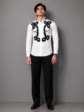Black Embroidery White Shirt