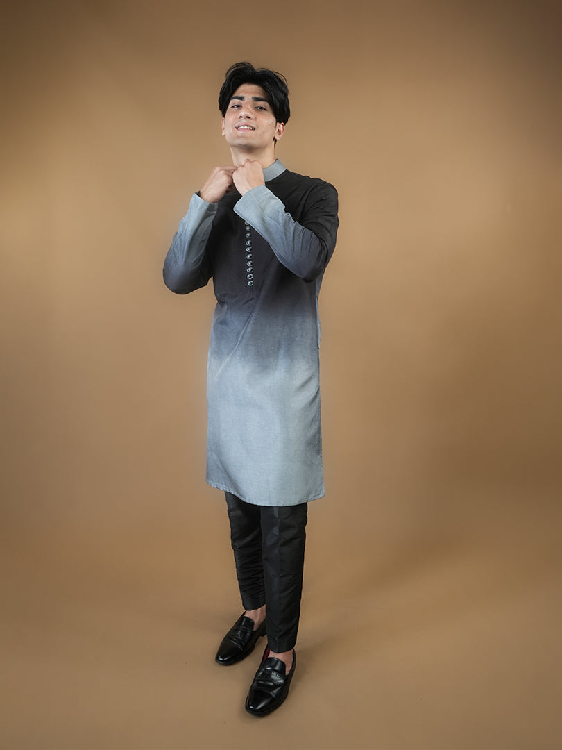 Black & Grey Ombre Kurta