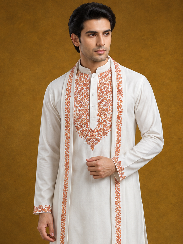 Ivory Blossom Handcrafted Kurta