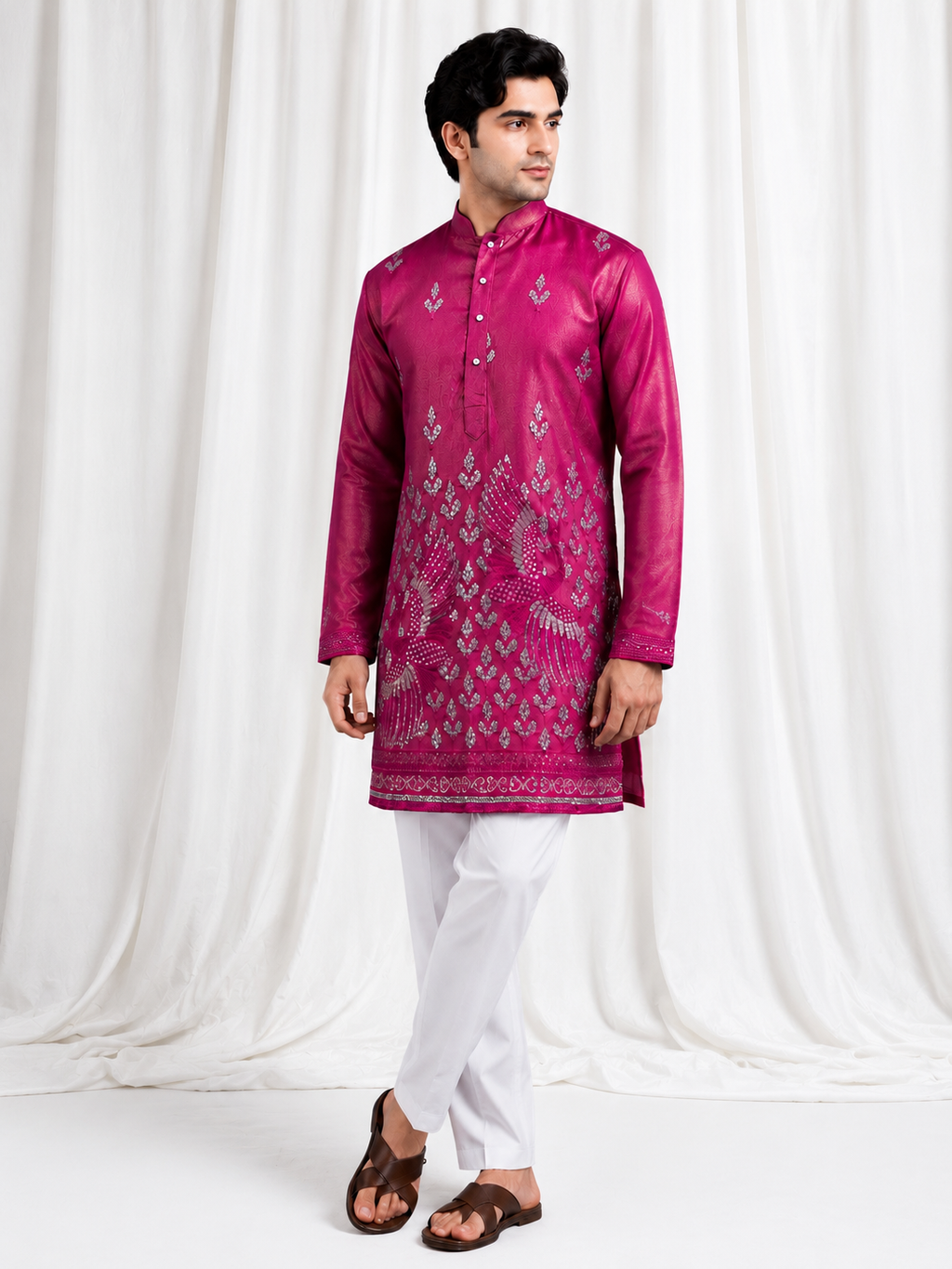 Pink Mayur Kurta