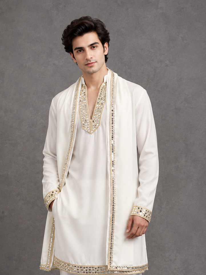Ivory Regent Handcrafted Kurta Set