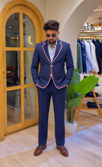 Blue red line suit set