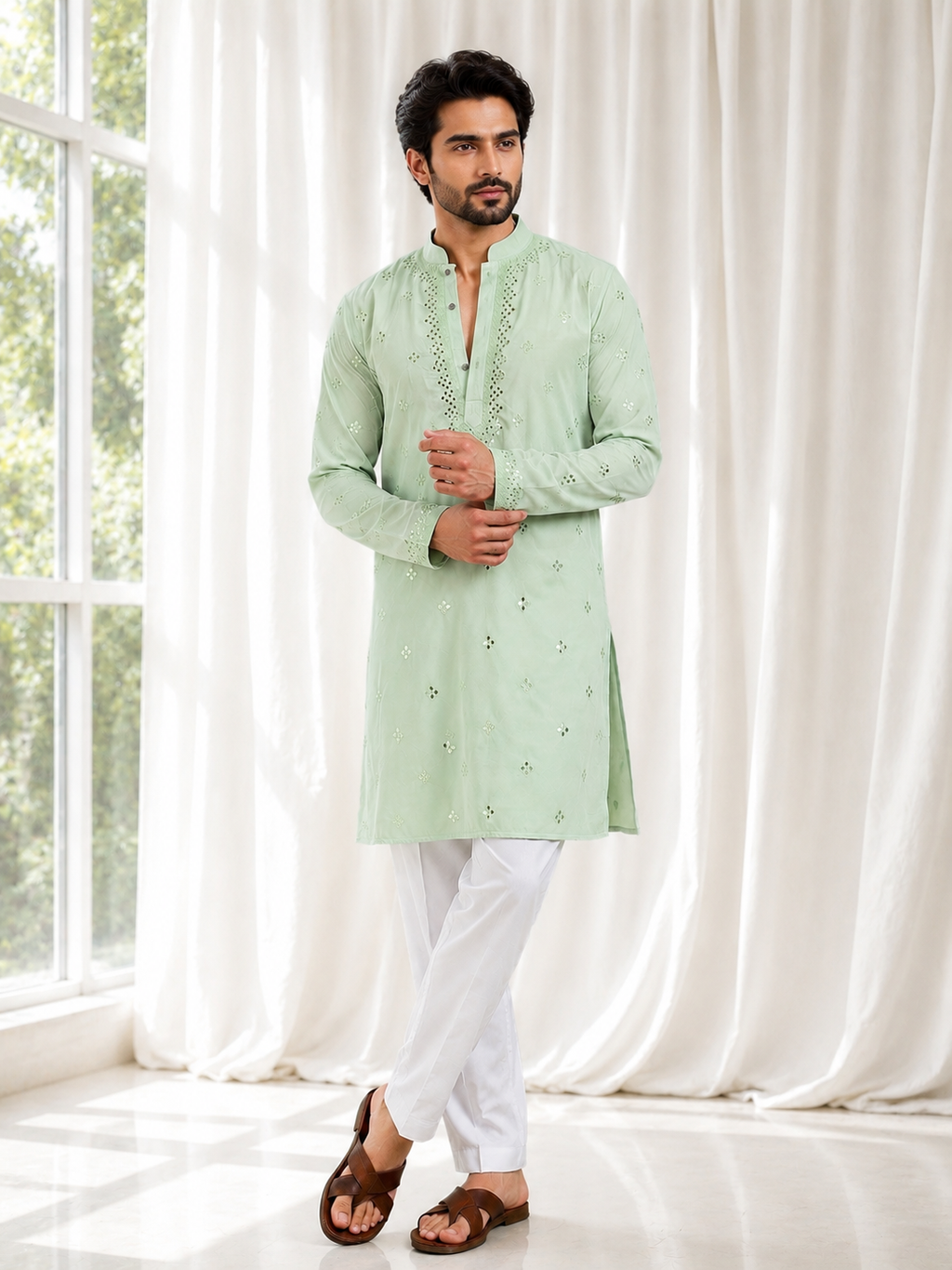 Mint Breeze Handcrafted Kurta