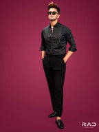 Black Handwork Yoke Shirt