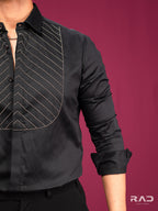 Black Handwork Yoke Shirt