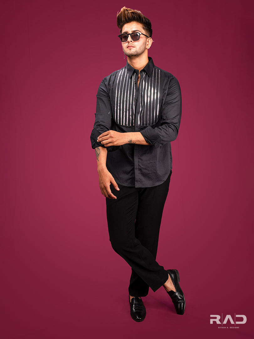 Black Silver Tapewire Shirt