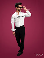 White Chest Embroidered Shirt