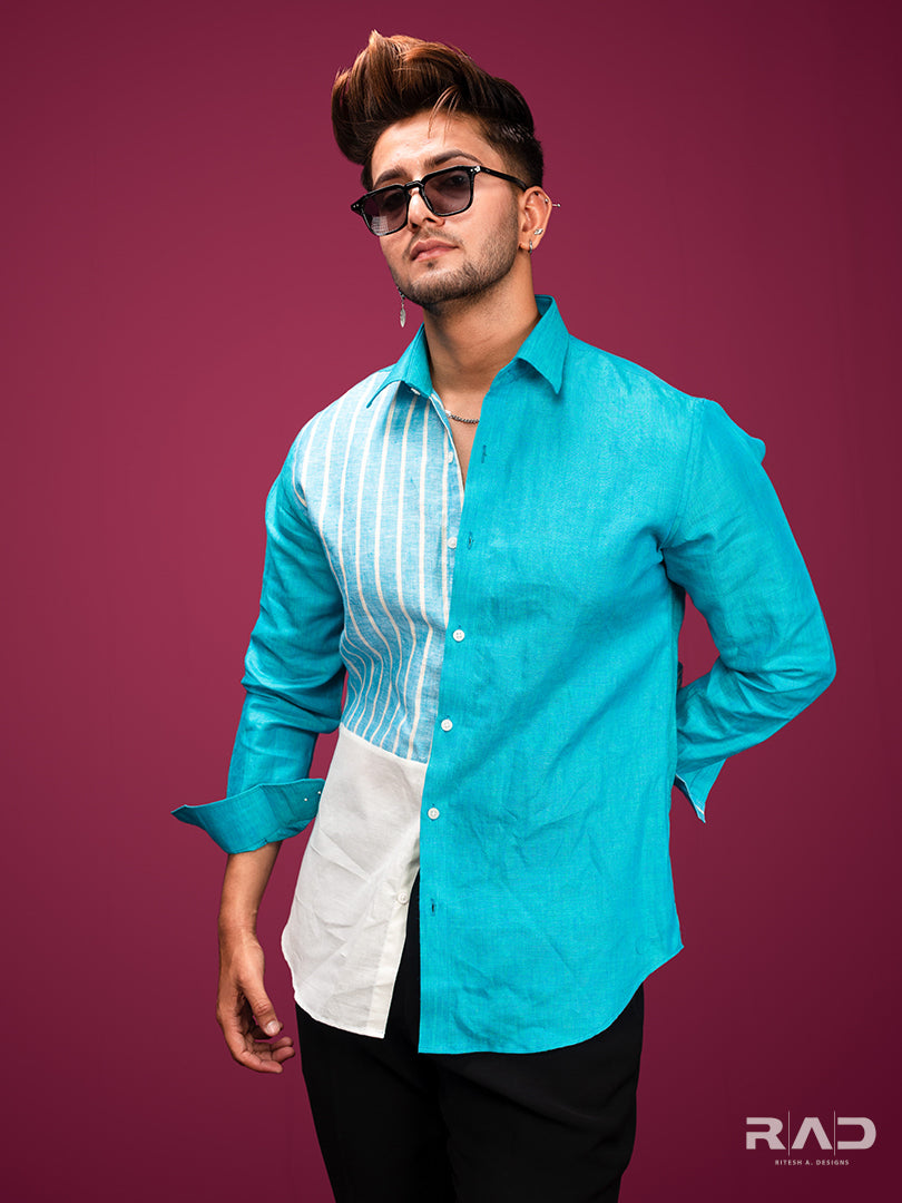 Light Blue Color Block Shirt