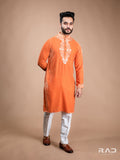 Orange Velvet Kurta