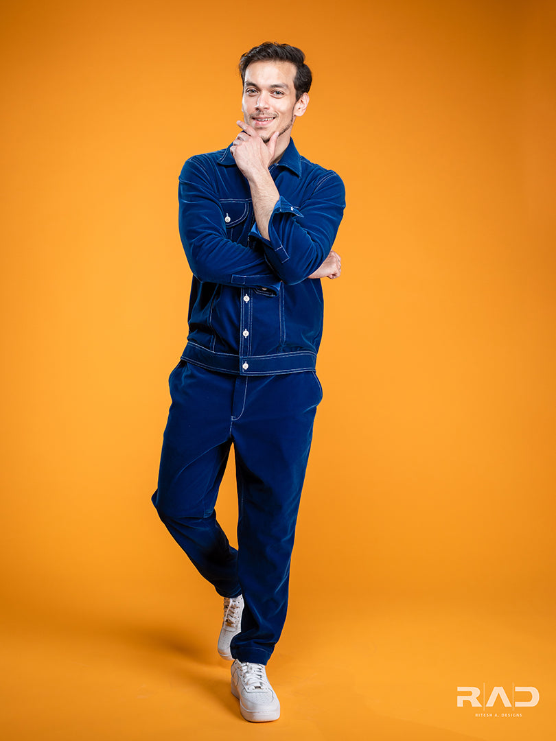 Navy Blue Velvet Co-ord