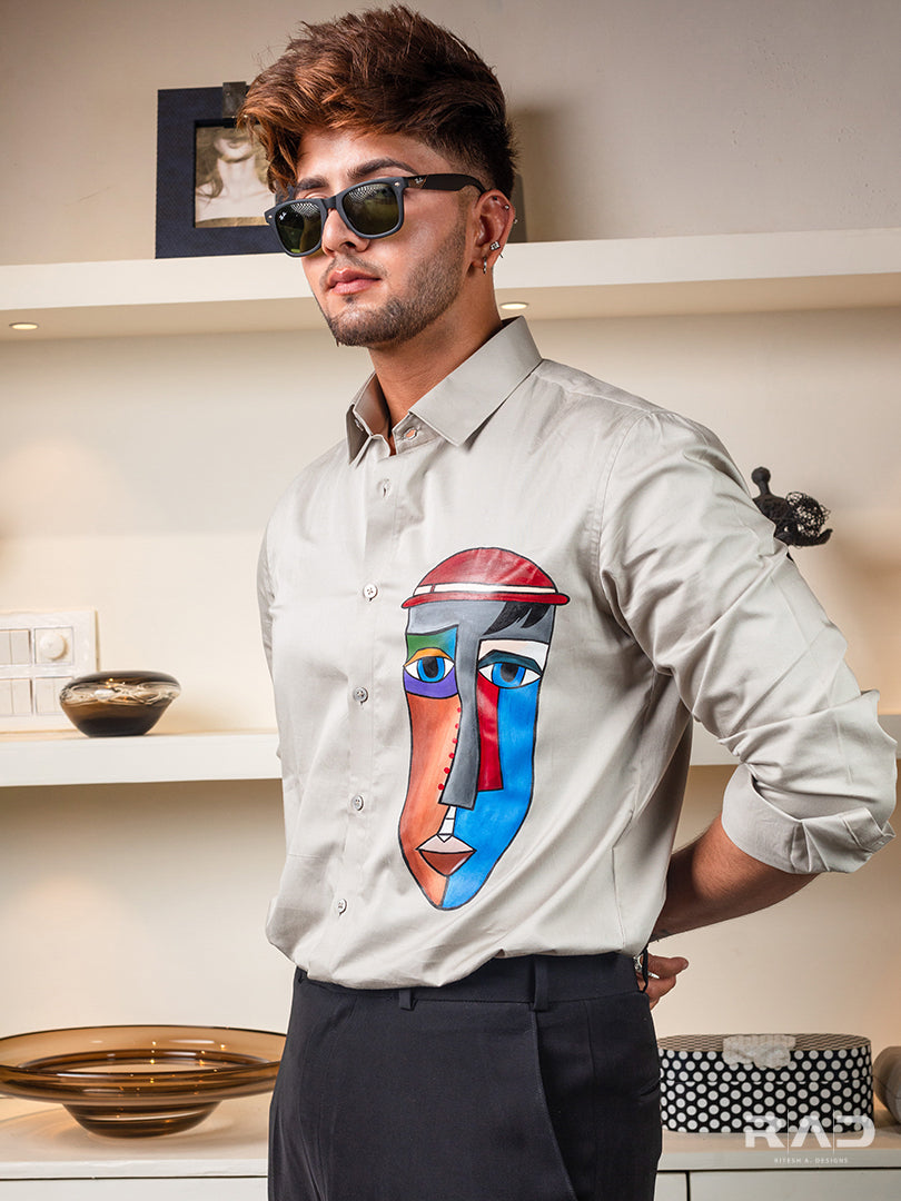 Grey Shirt:long Face