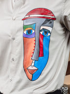 Grey Shirt:long Face