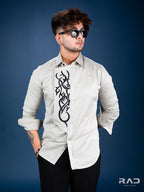 Grey Flap Black Embroidery