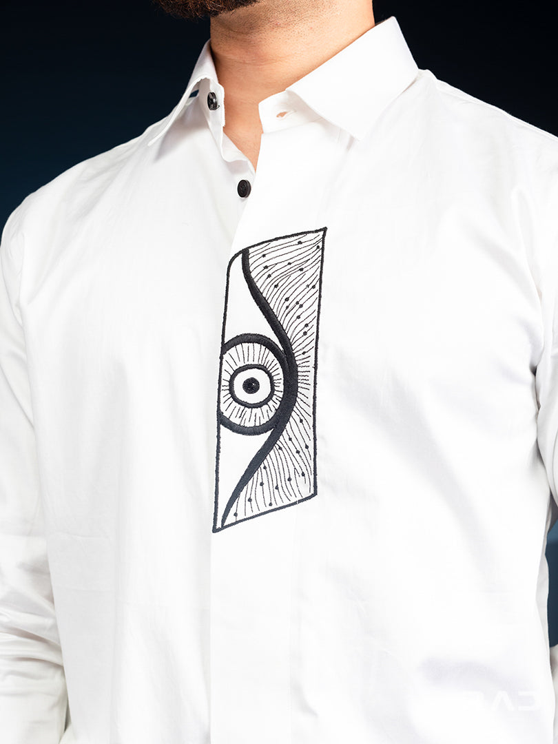 Black Eye Placket White Shirt