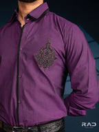 Purple Shirt With Black & Golden Monogram