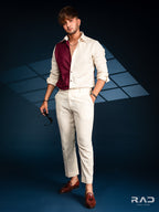 Maroon And Cream Color Block Co-ord