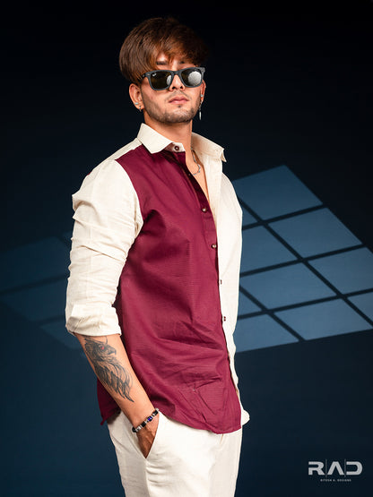 Maroon & Cream Shirt