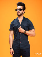 Navy Blue White Strap Shirt