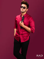 Maroon Shirt Black Placket