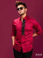 Maroon Shirt Black Placket