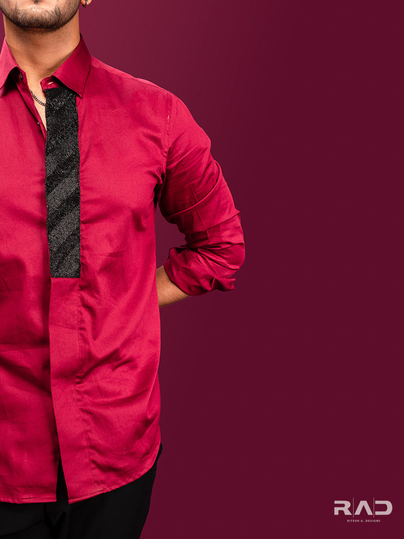 Maroon Shirt Black Placket